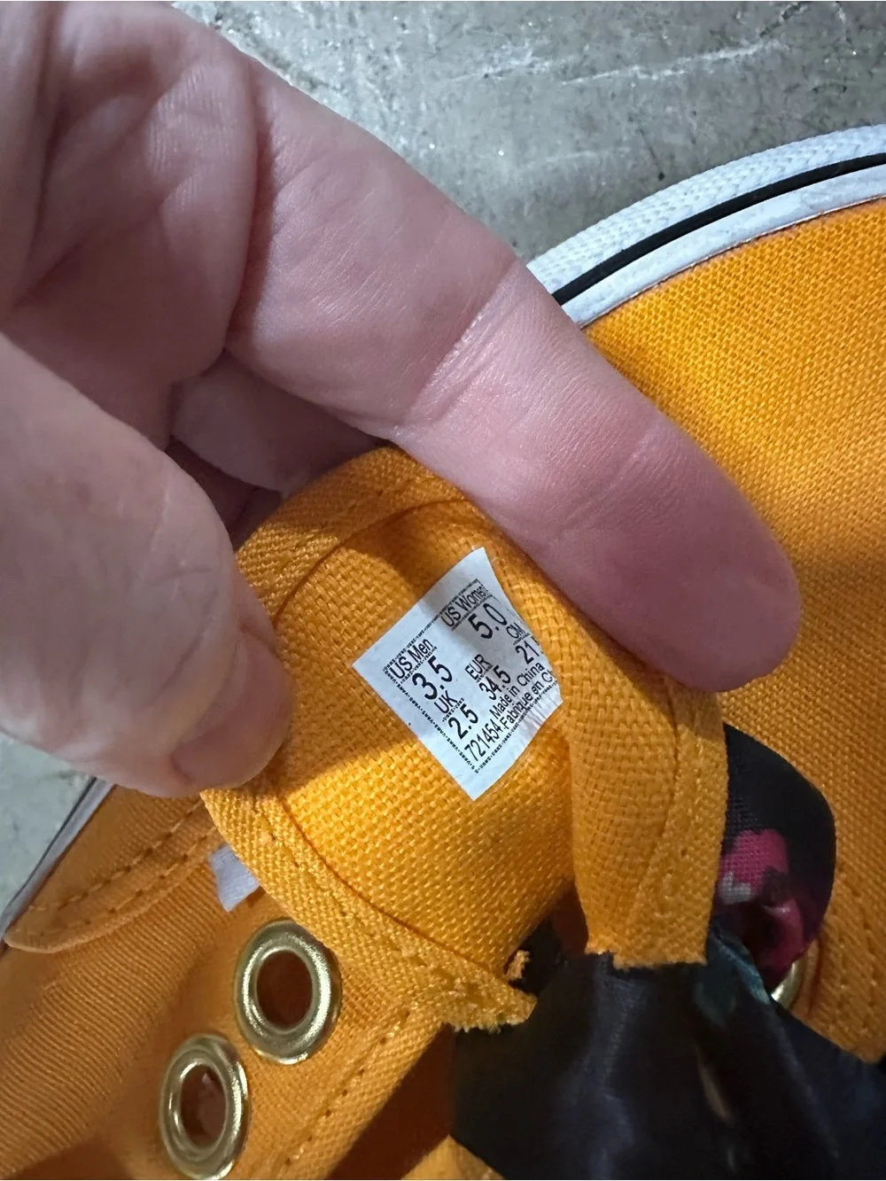 Vans Women's Platform Canvas Sneakers in orange/Yellow with Floral Ribbon Laces